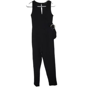 🌞 Derek Heart black one piece sleeveless pant suit belted waist keyhole back S